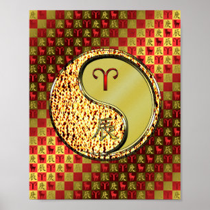 Póster Aries y Dragón Metalizado