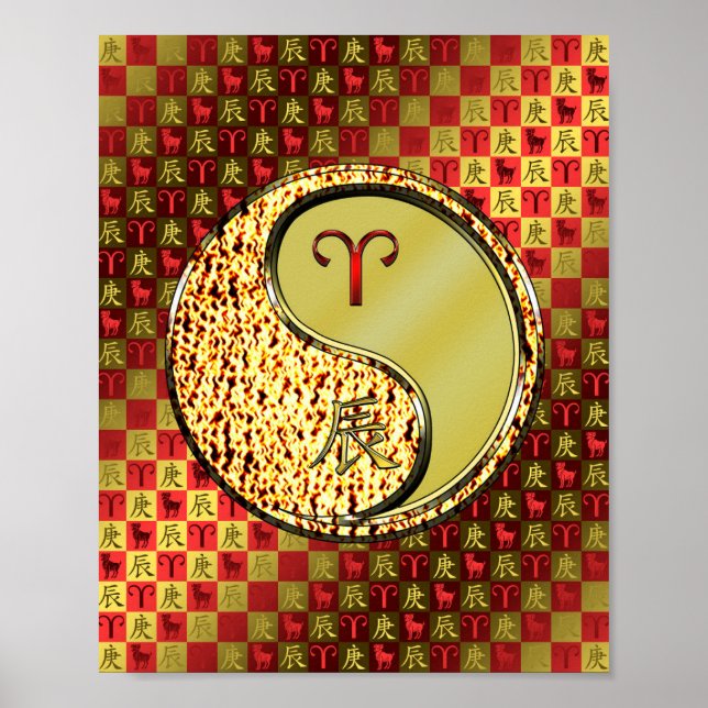 Póster Aries y Dragón Metalizado (Frente)