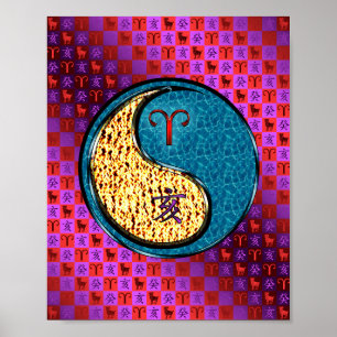 Póster Aries y Jabalí de Agua