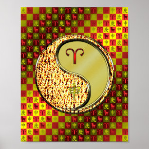 Póster Aries y mono Metalizado