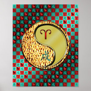 Póster Aries y Perro Metalizado
