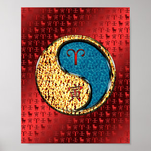 Póster Aries y Tigre de agua