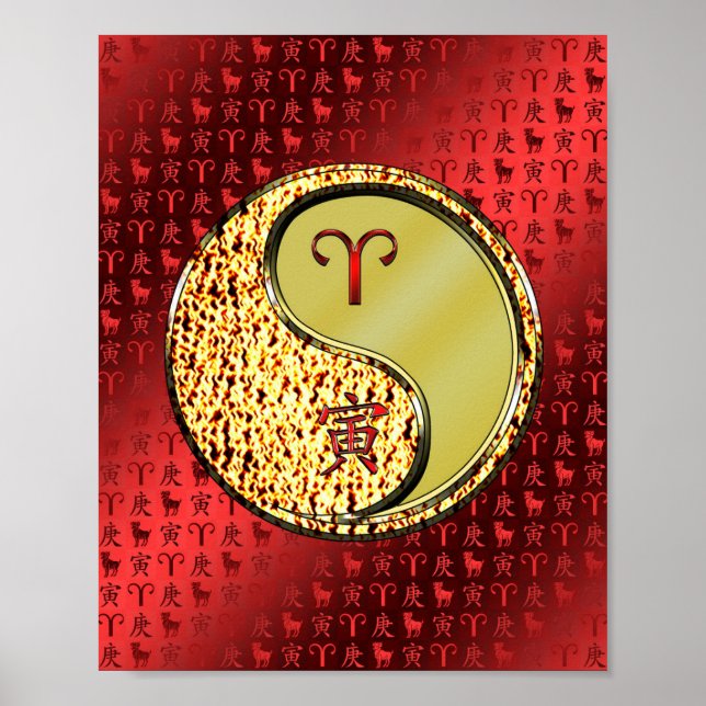 Póster Aries y tigre Metalizado (Frente)