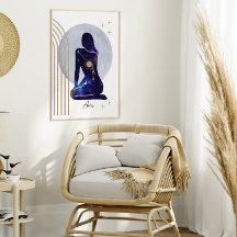 Aries Zodiac Diseño azul femenino