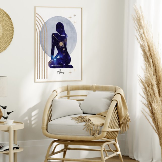 Póster Aries Zodiac Diseño azul femenino (Subido por el creador)