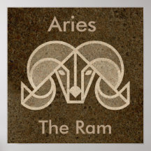 Aries Zodiac marrón, La Ram, Poster del Horóscopo