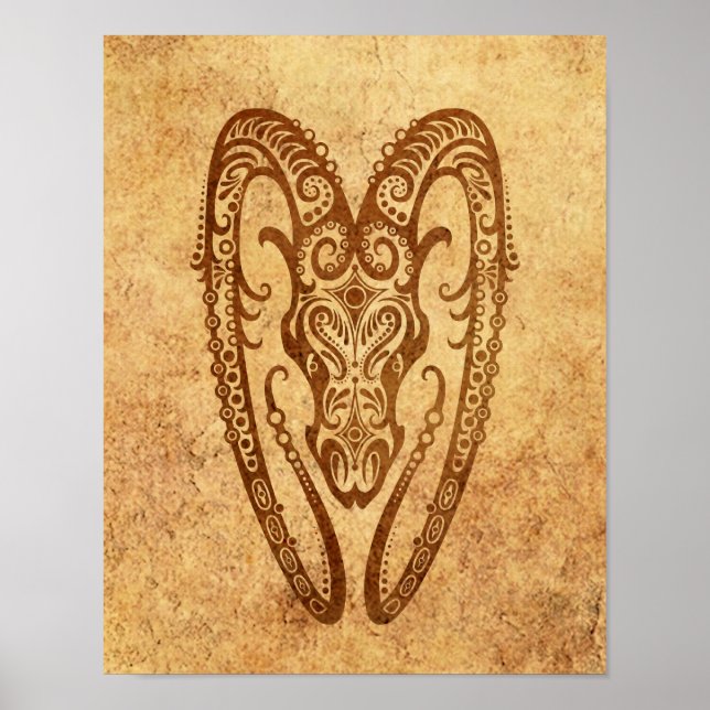 Póster Aries Zodiac Vintage (Frente)