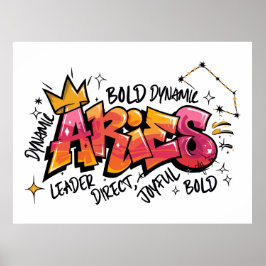 Póster Aries Zodiaco Graffiti 