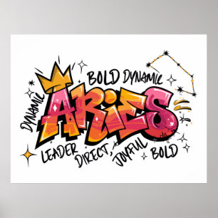Póster Aries Zodiaco Graffiti