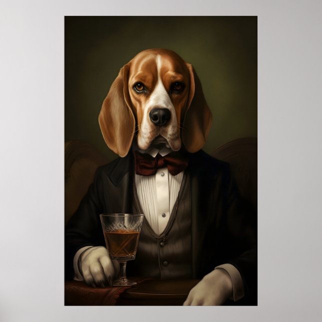 Póster Aristocratic Beagle Print, Funny Renaissance Dog (Frente)
