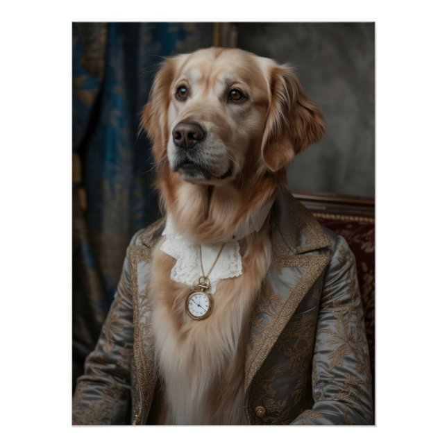 Póster Aristocratic Golden Retriever with Pocket Watch (Anverso)