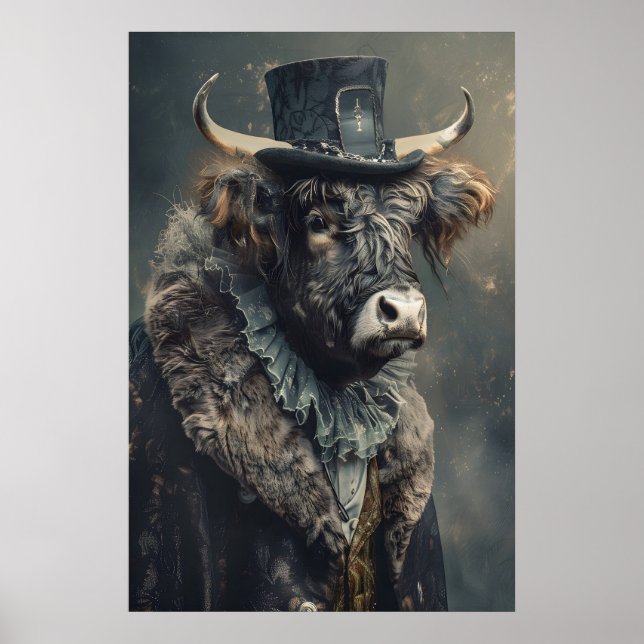 Póster Aristocratic Highland Cow Portrait, Renaissance (Frente)