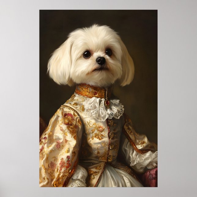 Póster Aristocratic Maltese Dog Art Print, Renaissance (Frente)