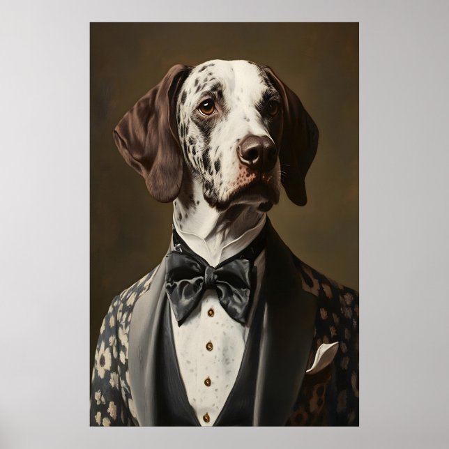 Póster Aristocratic Pointer Dog Portrait, Funny Animal (Frente)
