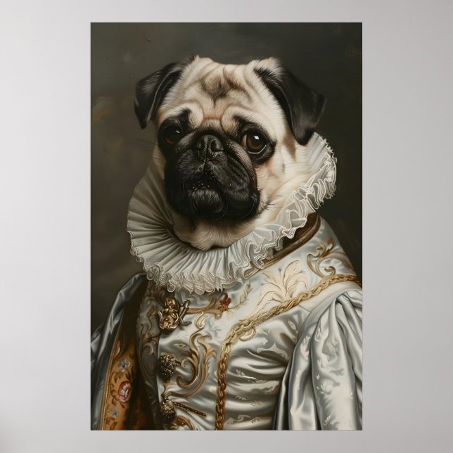 Póster Aristocratic Pug Renaissance Portrait Print (Frente)
