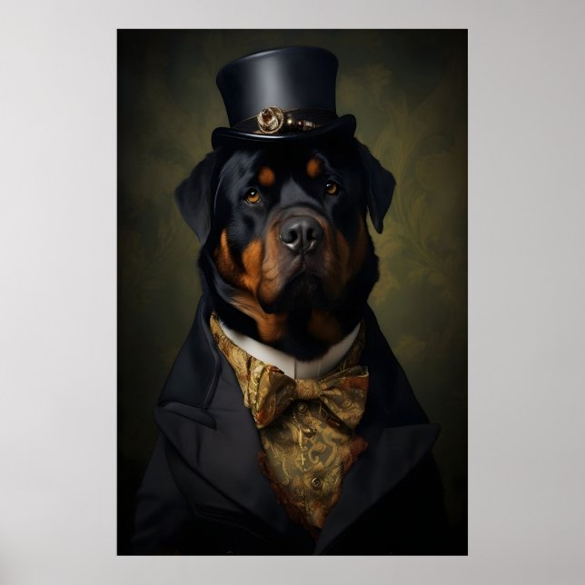 Póster Aristocratic Rottweiler Print, Funny Renaissance (Frente)