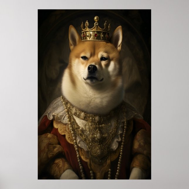 Póster Aristocratic Shiba Inu Portrait Print, Funny Dog (Frente)