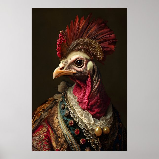Póster Aristocratic Turkey Portrait, Funny Renaissance (Frente)