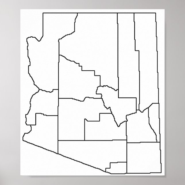 Póster Arizona Counties Blank Outline Map (Frente)