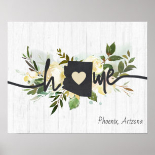 Póster Arizona Estado Personalizado Tu Ciudad Hogareña Rú