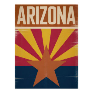 Póster Arizona Flag Retro Style Art Print - Southwest