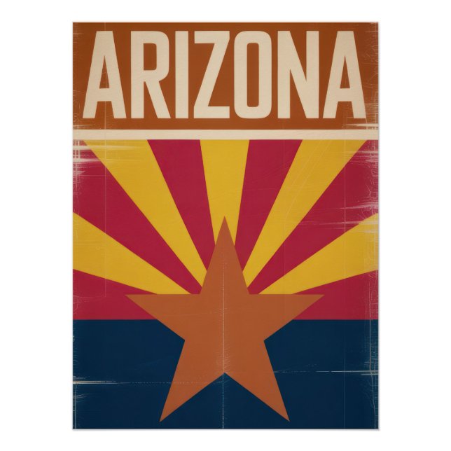 Póster Arizona Flag Retro Style Art Print - Southwest  (Anverso)