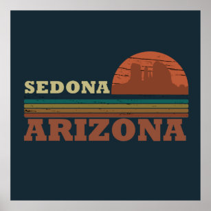Póster arizona sedona vintage sunset scape az