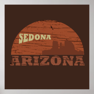 Póster arizona sedona vintage sunset scape az