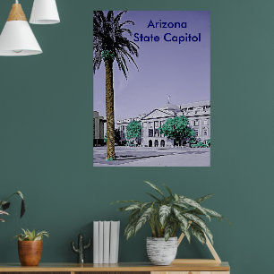 Póster Arizona State Capitol Retro with Touch of Color