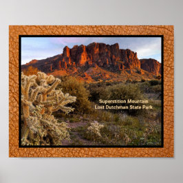 Póster Arizona Superstition Mountain Cactus Faux Leather
