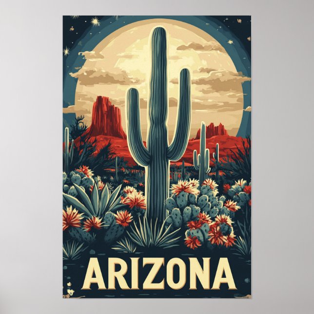 Póster Arizona USA Art Vintage Illustration Travel (Frente)