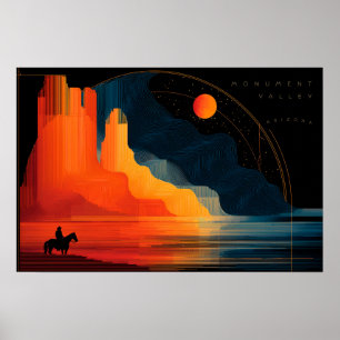 Póster Arizona, Valle del Monumento, estilo Minimalista