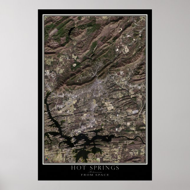 Póster Arkansas de Hot Springs desde el mapa de satélites (Frente)