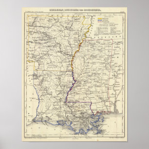 Póster Arkansas, Luisiana y Misisipi