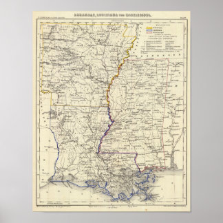 Póster Arkansas, Luisiana y Misisipi