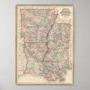 Póster Arkansas, Misisipi y Luisiana