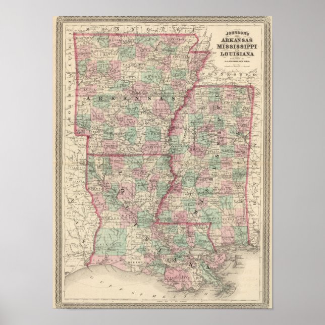 Póster Arkansas, Misisipi y Luisiana (Frente)
