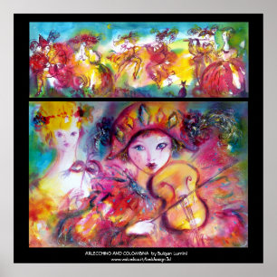 Póster ARLECCHINO Y Mascarada de COLOMBINA Venetinan
