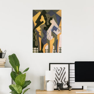 Póster Arlequín en una mesa de Juan Gris, Cubismo vintage