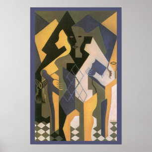 Póster Arlequín en una mesa de Juan Gris, Cubismo vintage