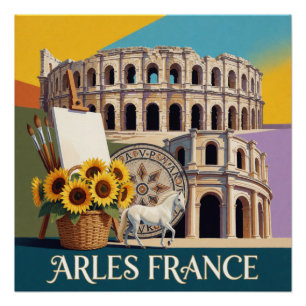 Póster Arles Francia Ciudad Histórica Viaje