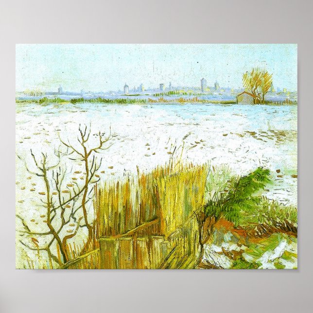 Póster Arles paisajísticos nevados fondo Van Gogh Bella A (Frente)