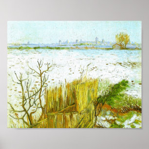 Póster Arles paisajísticos nevados fondo Van Gogh Bella A