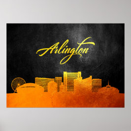 Póster Arlington Texas Gold Skyline