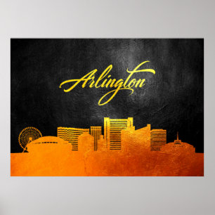 Póster Arlington Texas Gold Skyline