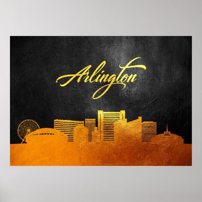 Póster Arlington Texas Gold Skyline (Frente)