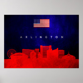 Póster Arlington Texas Skyline