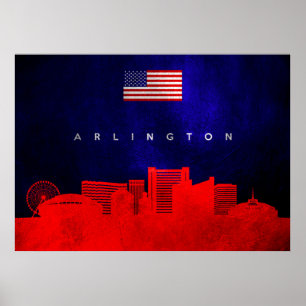 Póster Arlington Texas Skyline