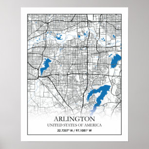 Póster Arlington Texas USA City Travel City Map