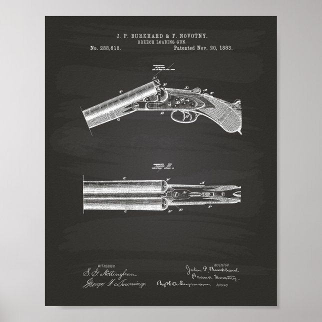 Póster Arma de carga de breech 1883 Patent Art - Chalkboa (Frente)